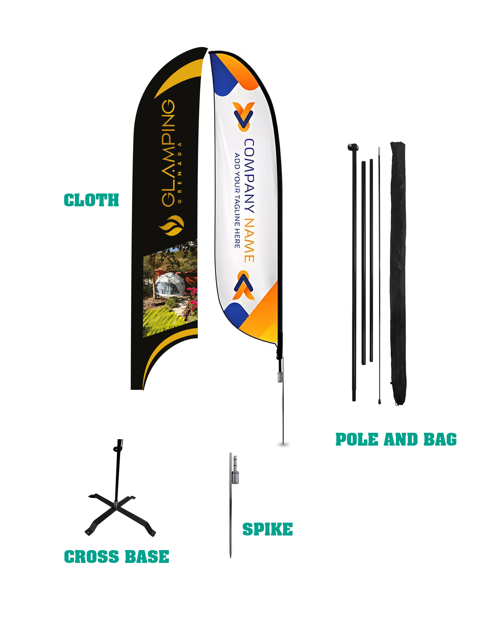 Feather Flag – One Side (Single-Sided Print)